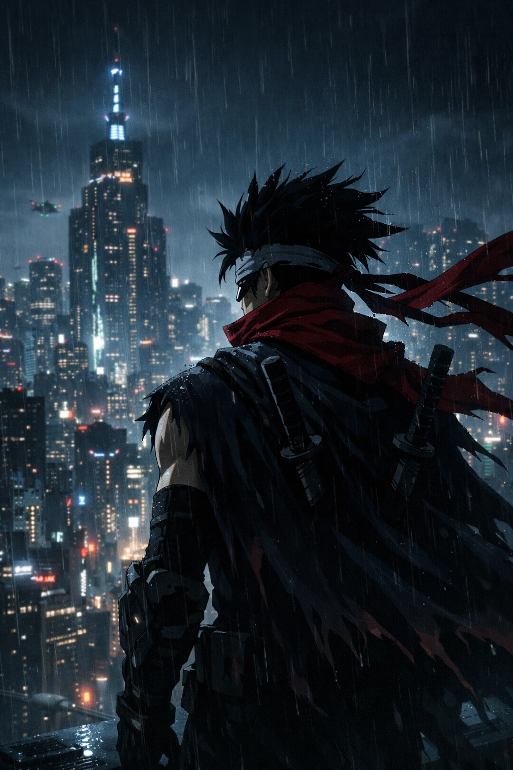 Chizome Akaguro watching over the city in My Hero Academia.