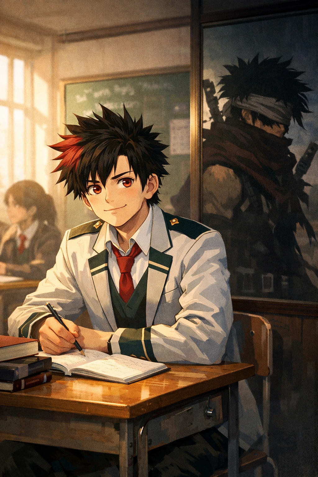 Chizome Akaguro as a young, disillusioned hero student.