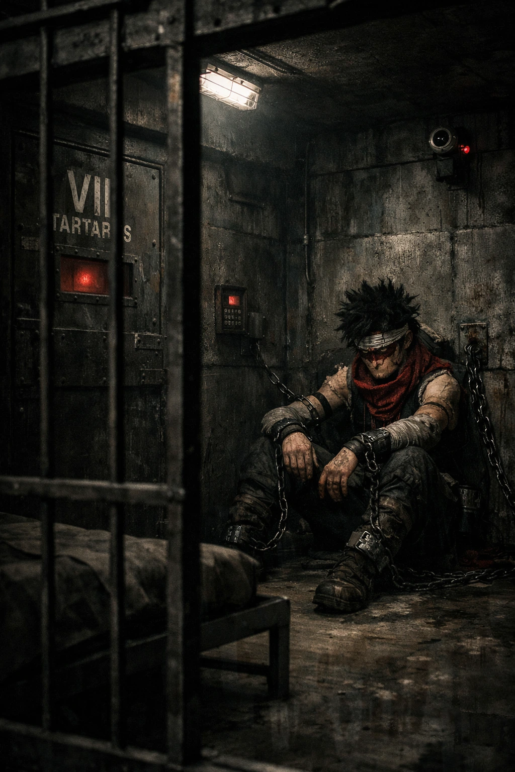 Chizome Akaguro imprisoned within the Tartarus facility.