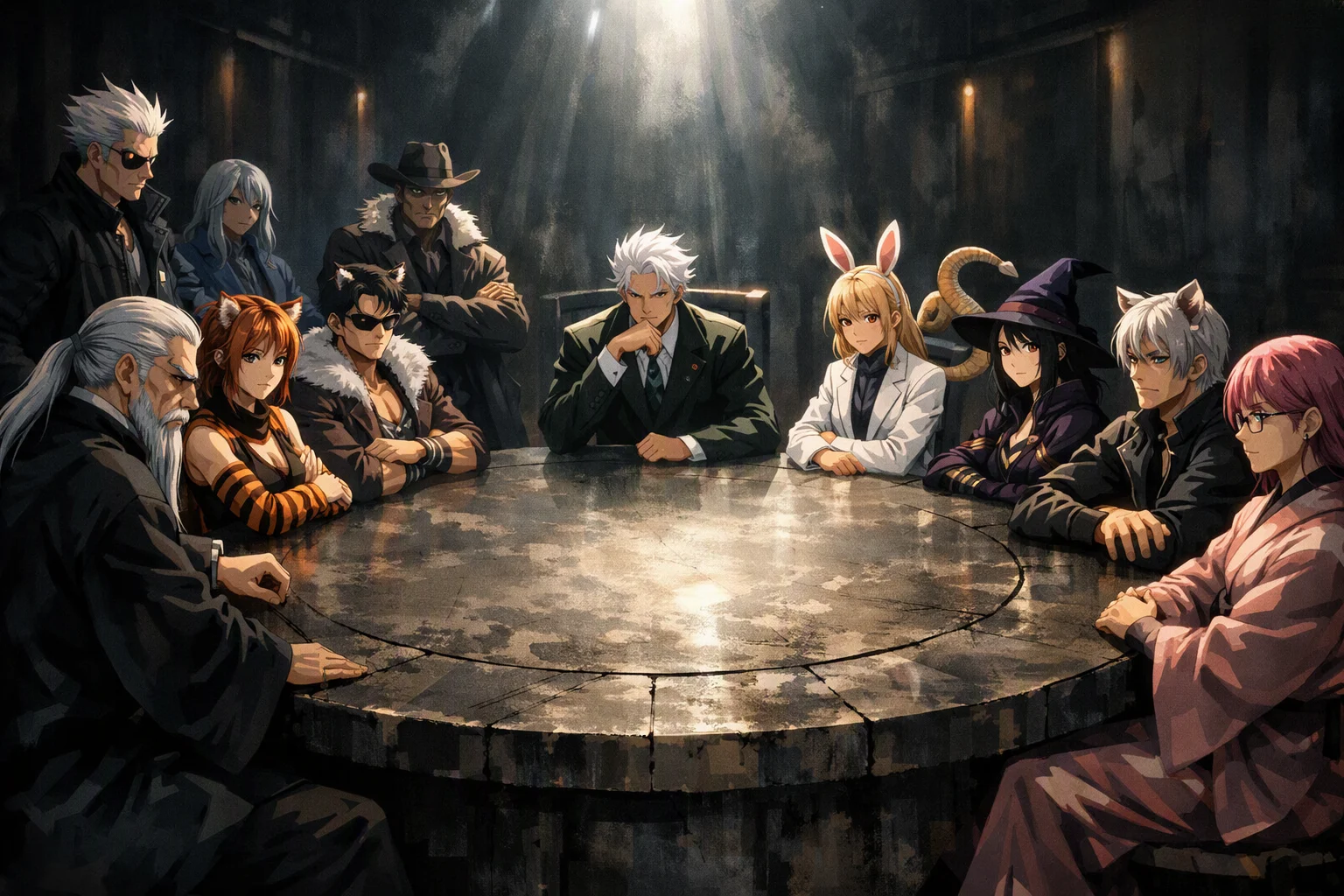 The supreme council of the Hunter Association Zodiacs gathered in shadows.