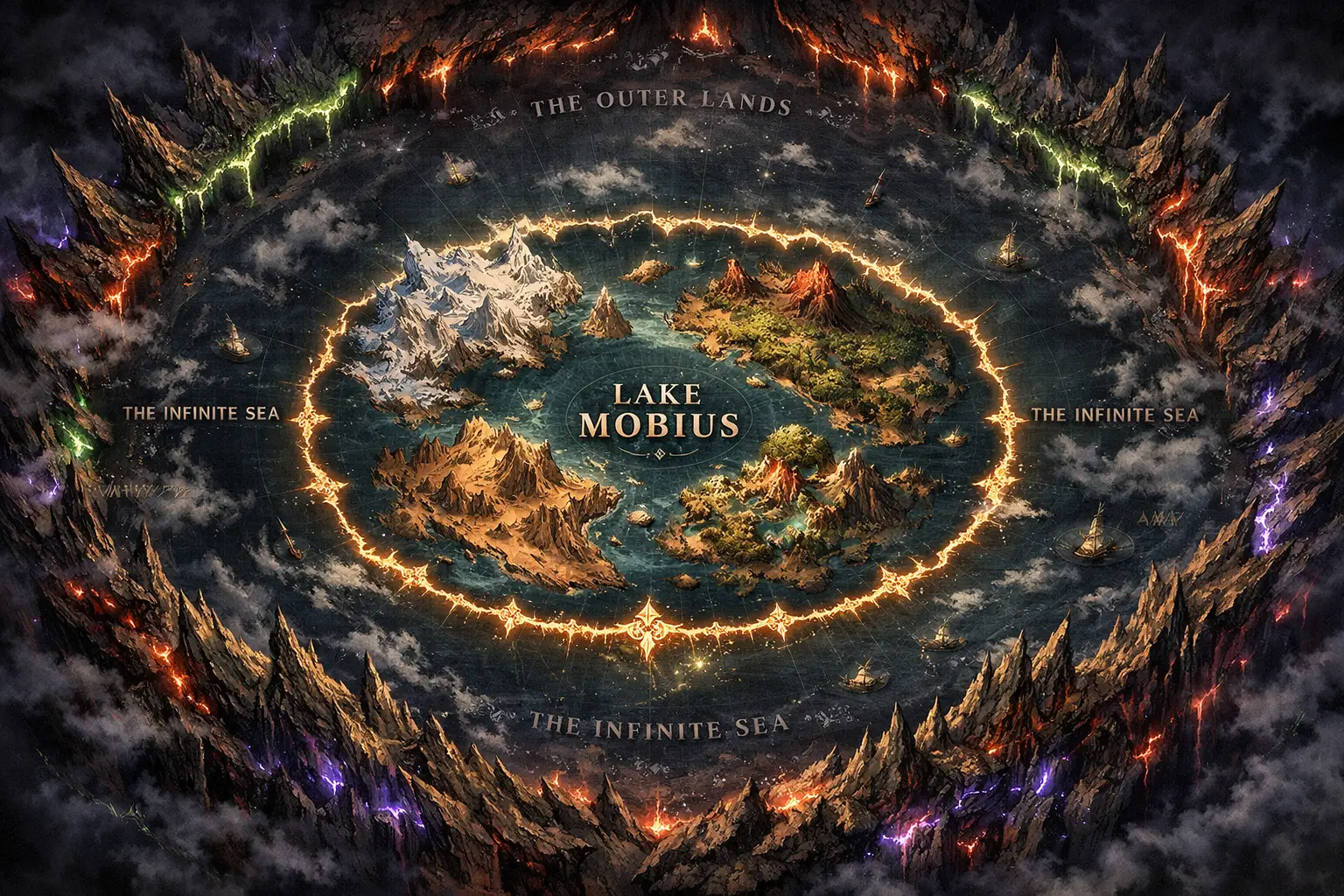 Map boundary of Lake Mobius hiding the true Dark Continent Lore.